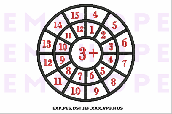 Addition Wheel 3: Bright Math Embroidery for Kids