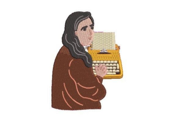 Woman Using a Typewriter: Vintage Embroidery Review